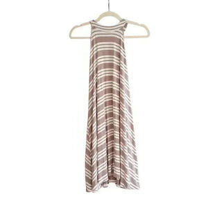 Charlotte Russe Tan & White Striped Knit Sleeveless Trapeze Mini Dress Sz XS